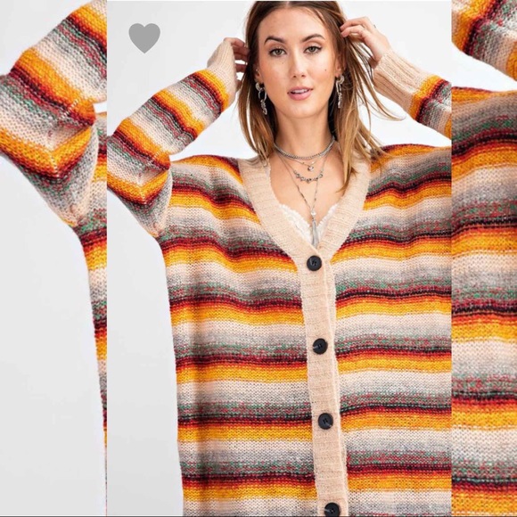 Colorful Striped Knit Cardigan - Picture 5 of 7